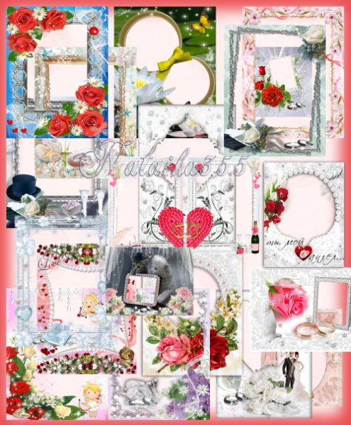 Коллекция качественных рамок для дизайна свадебных фото, украшайте фото молодоженов