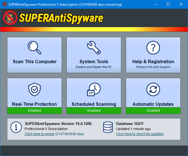 SUPERAntiSpyware Professional X 10.0.1206