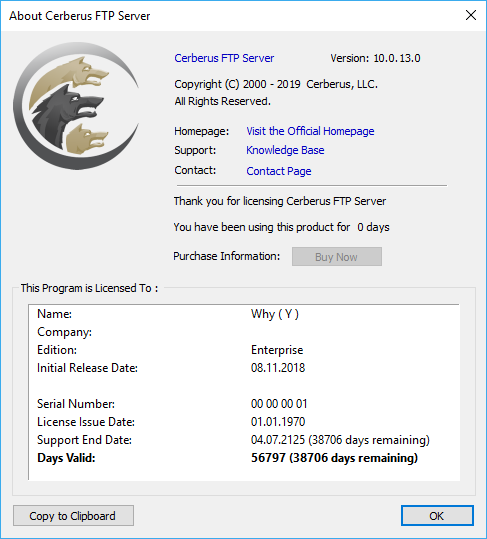 Cerberus FTP Server Enterprise 10.0.13.0