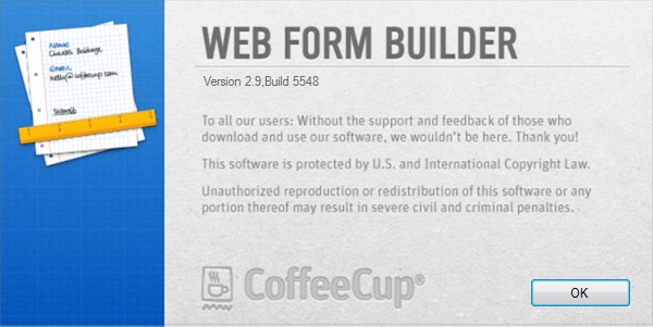 CoffeeCup Web Form Builder 2.9 Build 5548
