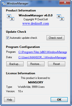DeskSoft WindowManager 6.0.0