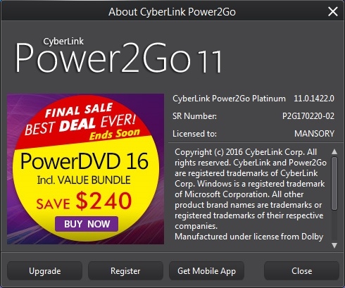 CyberLink Power2Go Platinum 11.0.1422.0