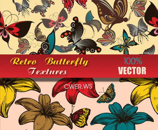 Векторные текстуры с бабочками