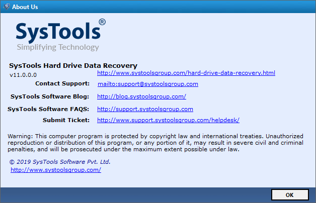SysTools Hard Drive Data Recovery 11.0.0.0