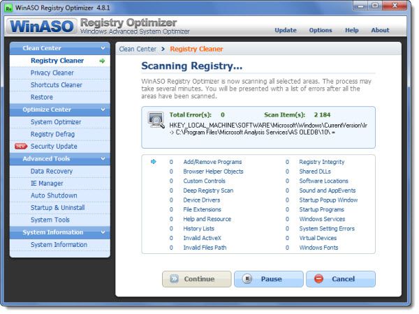 WinASO Registry Optimizer 4.8.1.0